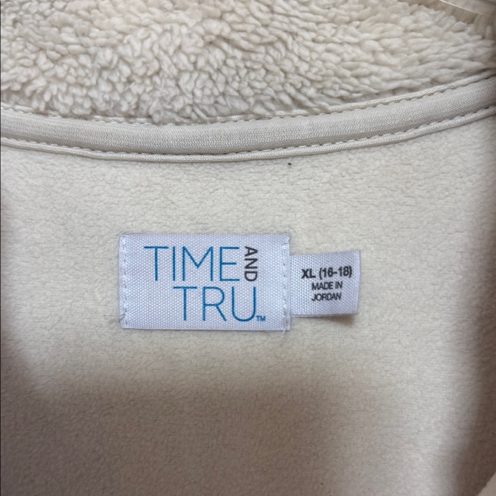 Time and Tru Pink, lavender and cream Teddy Jacket Cozy and Stylish - Picture 2 of 11